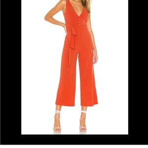 Brand: Privacy Please, Melodie jumpsuit in red/orange, size small.